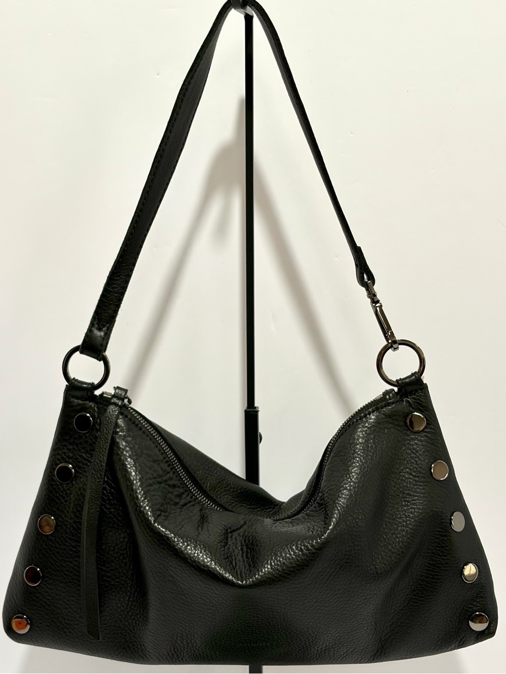 Hammitt Kyle Medium Shoulder Bag In Black Leather With Gunmetal Hardware